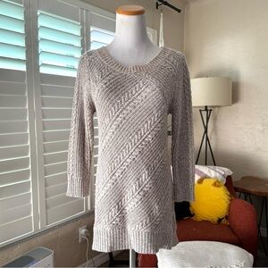 New York & Company gold beige 3/4 sleeve tunic sweater
